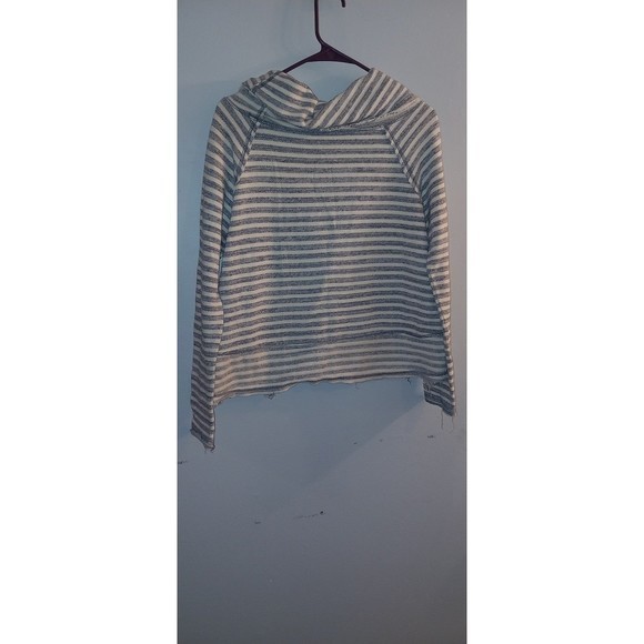 Free People Size Small Striped Cowl Neck Raw Hem Pullover - Picture 4 of 6